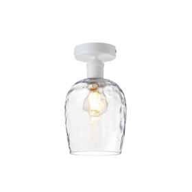 DK1155  Cawdor Flush Fitting, 1 Light E27, Matt White/Clear Wine Glass